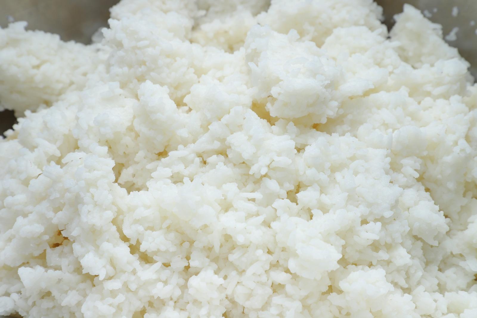 Steamed white rice served at an MJ Catering function